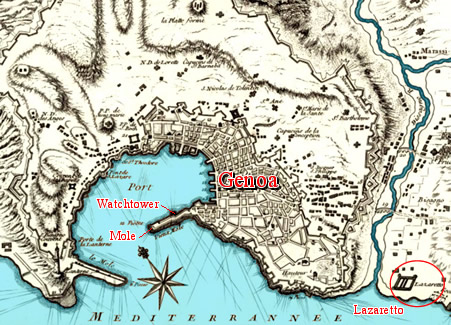 Genoa Map with Lazaretto